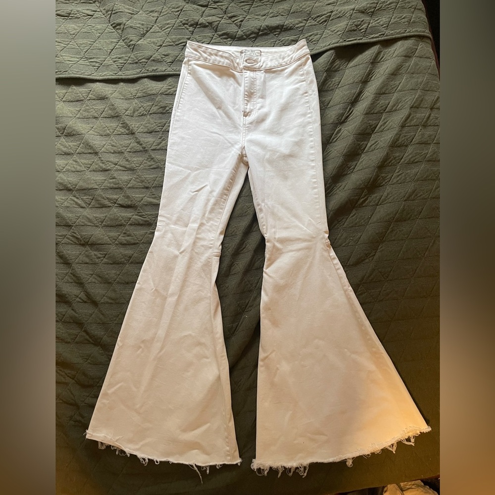 Free people white bell bottom pants